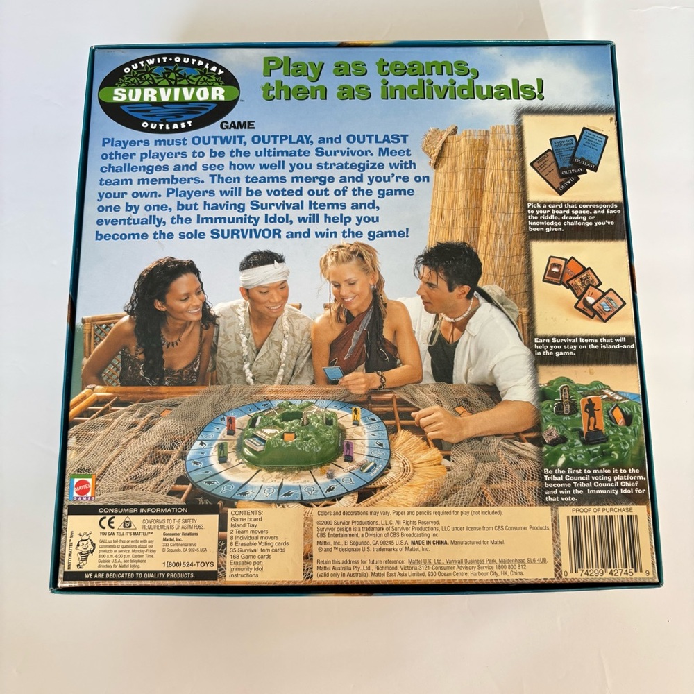 Vintage 2000 Survivor Board Game Outwith Outplay Outlast TV Show Adult